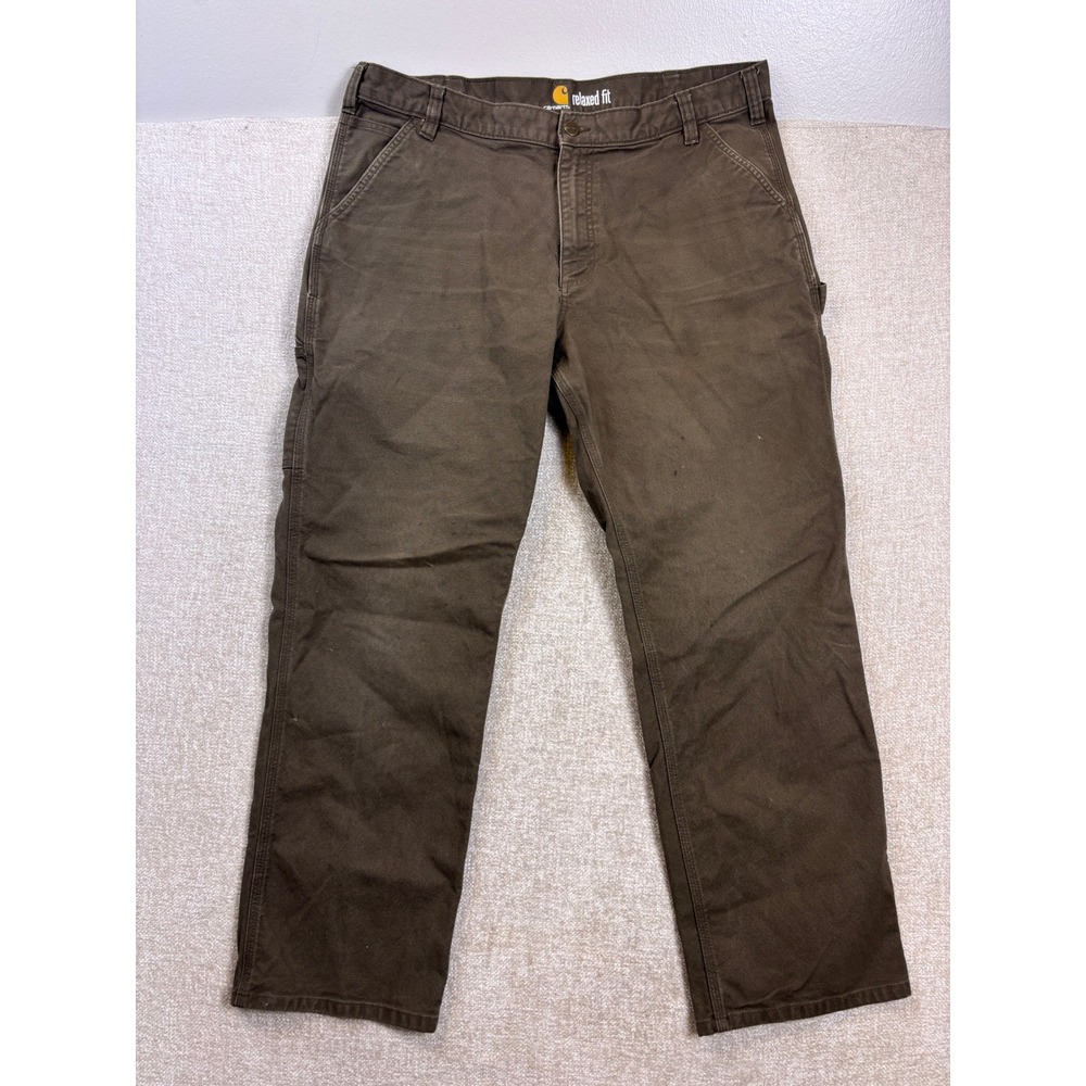 Carhartt Mens 40x32 Brown Relaxed Fit Canvas Work Utility Pants 103279 217